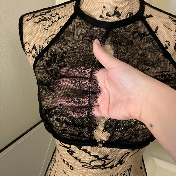 Victoria's Secret VS very sexy Black Lace sheer halter bra lingerie 34D - Picture 5 of 6